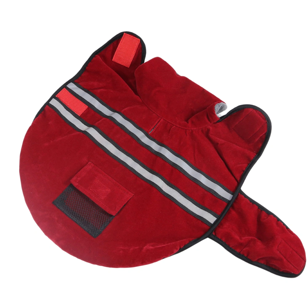 Reflective Pet Winter Coat Warm Dog Clothes for Medium Large Dogs Size L (Wine Red)