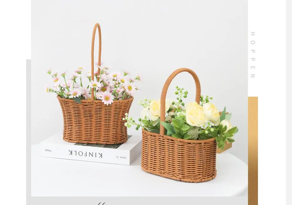 Decorative Woven Basket Storage Basket Gift Storage Basket Woven Flower Basket Picnic Basket