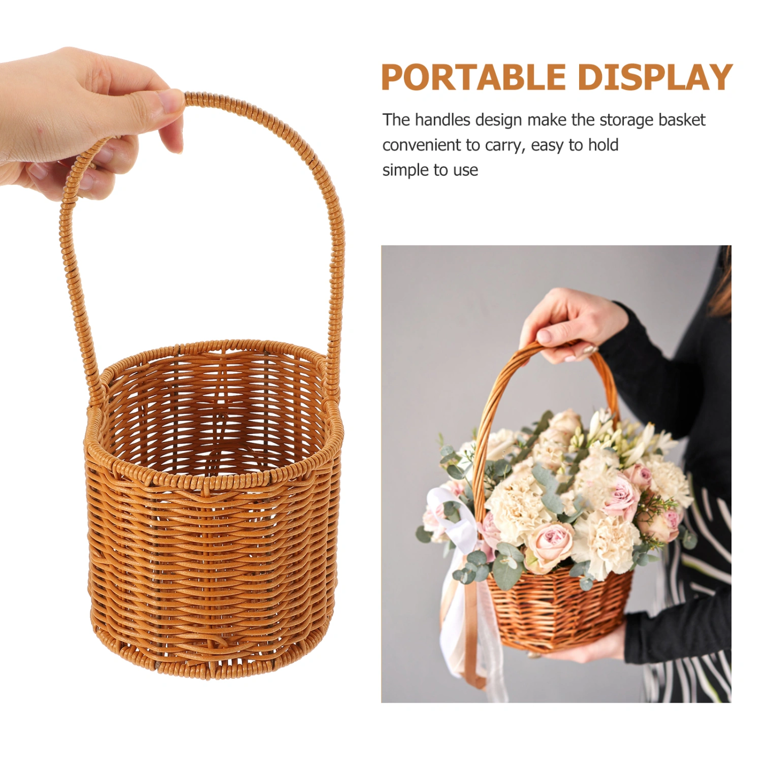 Decorative Woven Basket Storage Basket Gift Storage Basket Woven Flower Basket Picnic Basket