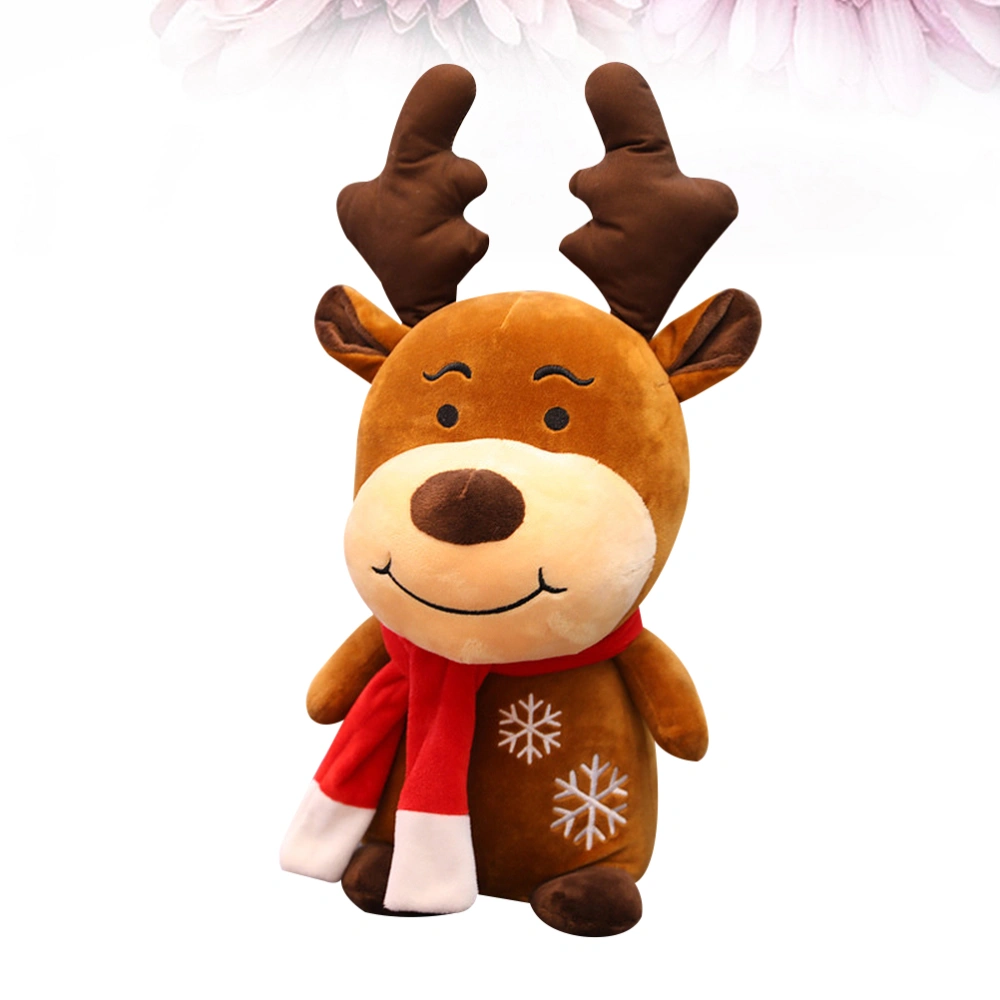 22cm Plush Christmas Deer Shaped Doll Toy Creative Animal Shaped Toy Cartoon Pacify Doll(Brown)