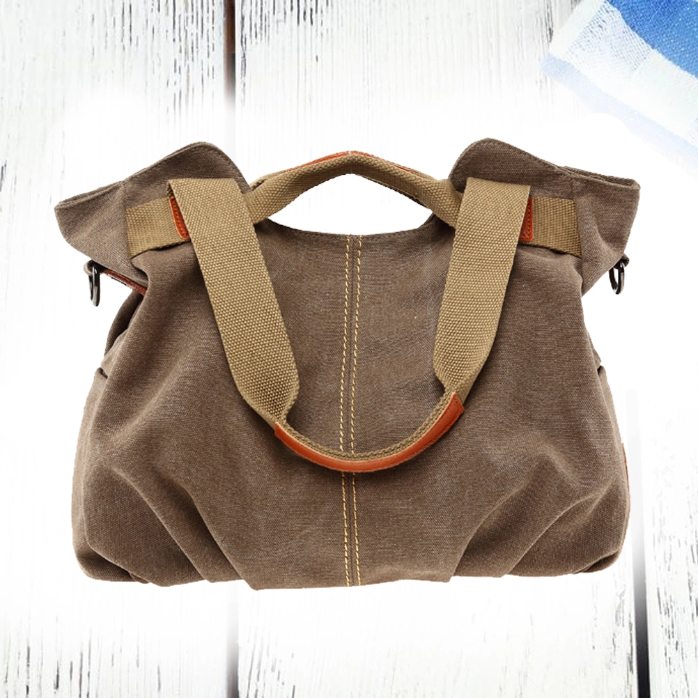 Brown Retro Fashion Fashion Solid Color Canvas Bag Shoulder Bag Simple Handbag Casual Shopping Bag