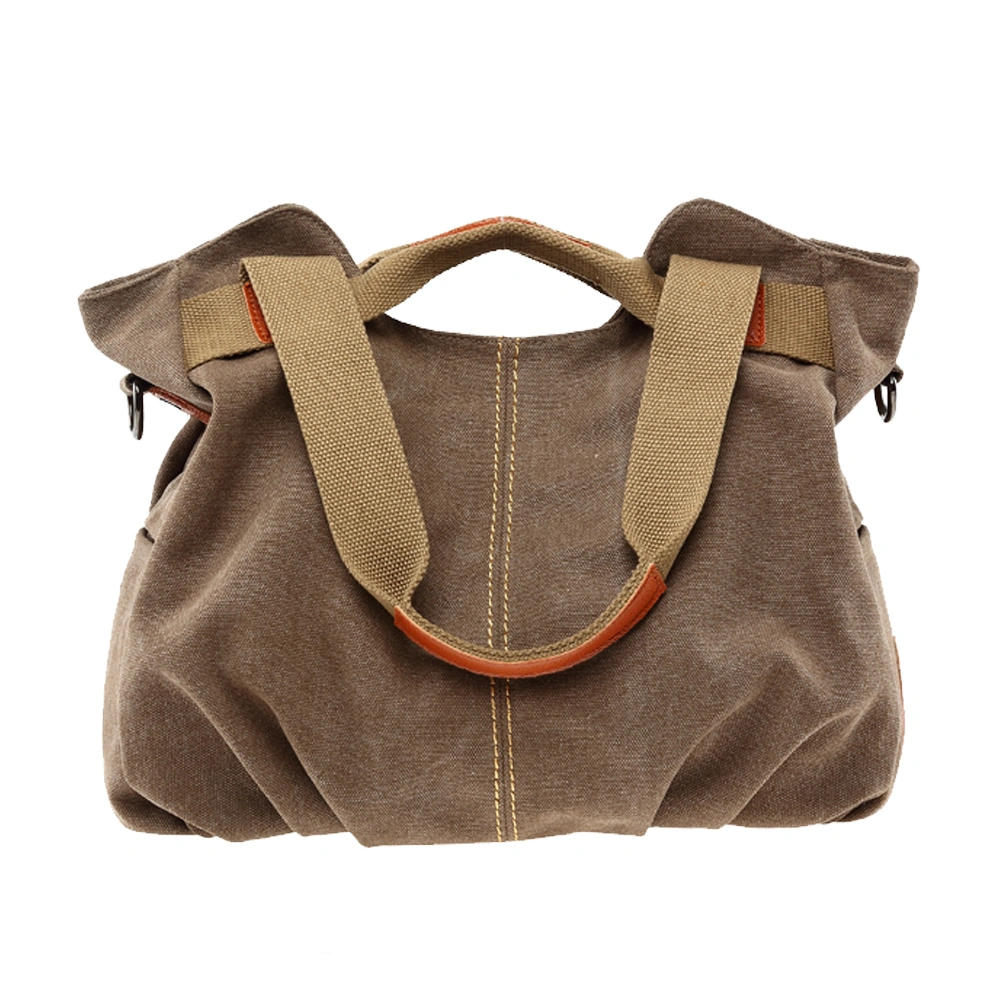 Brown Retro Fashion Fashion Solid Color Canvas Bag Shoulder Bag Simple Handbag Casual Shopping Bag