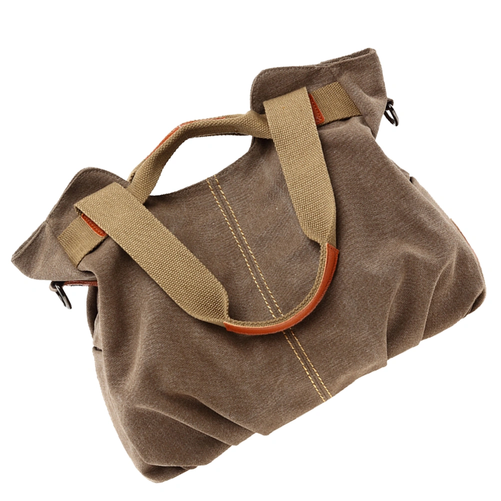 Brown Retro Fashion Fashion Solid Color Canvas Bag Shoulder Bag Simple Handbag Casual Shopping Bag