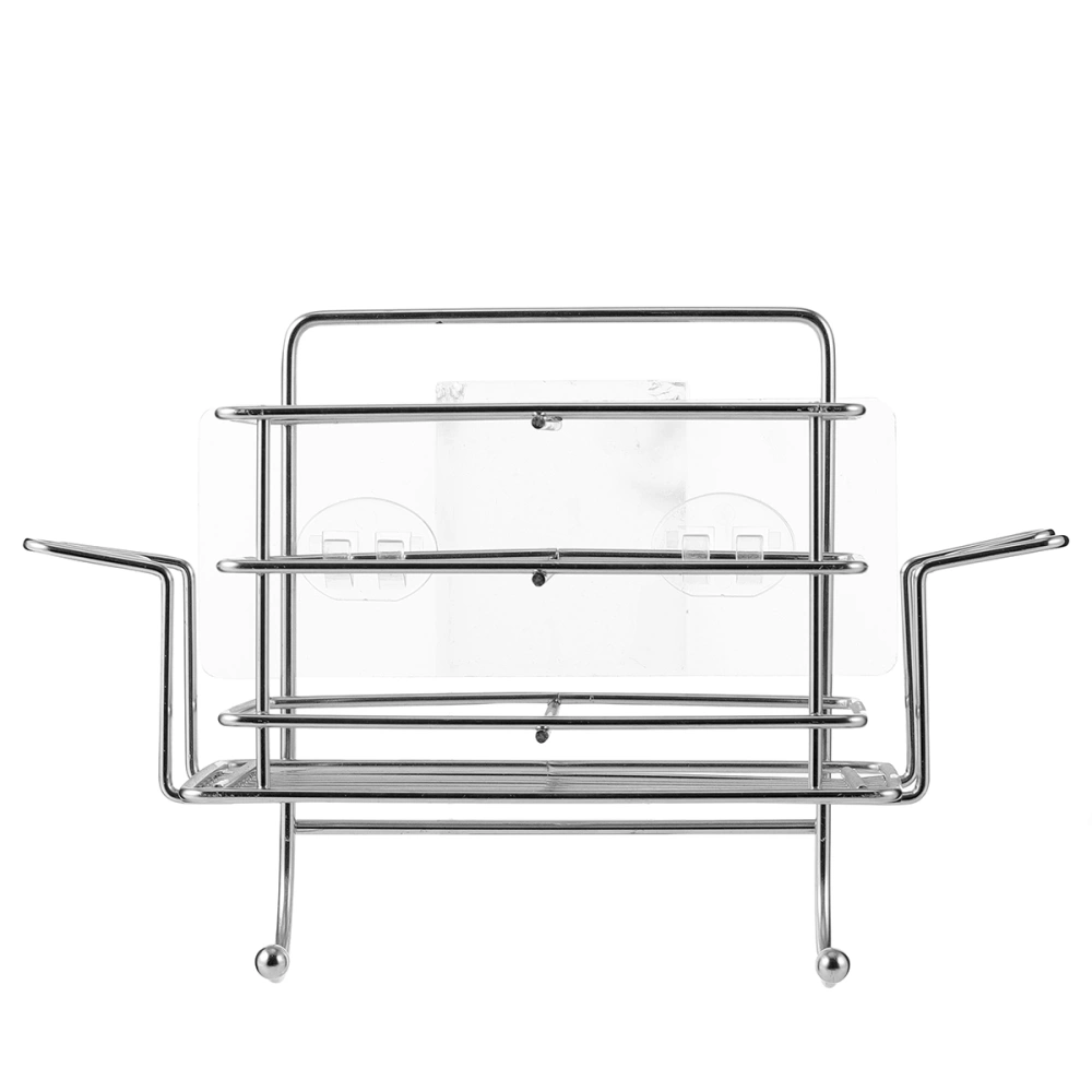 1pc Stainless Steel Storage Rack Puch-Free Shower Rack Metal Shelves Toothbrush Holder for Toilet Bathroom Kitchen (Stainless Steel Color, Hanging 2 Cups)