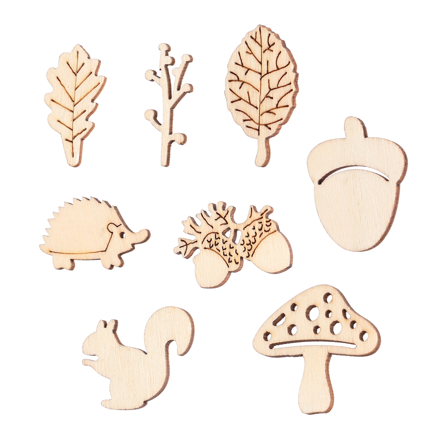 50pcs Cartoon Shape Wooden Pieces DIY Craft Wood Slices Hollow Out Wood Slices Ornaments Unfinished Wood Chips