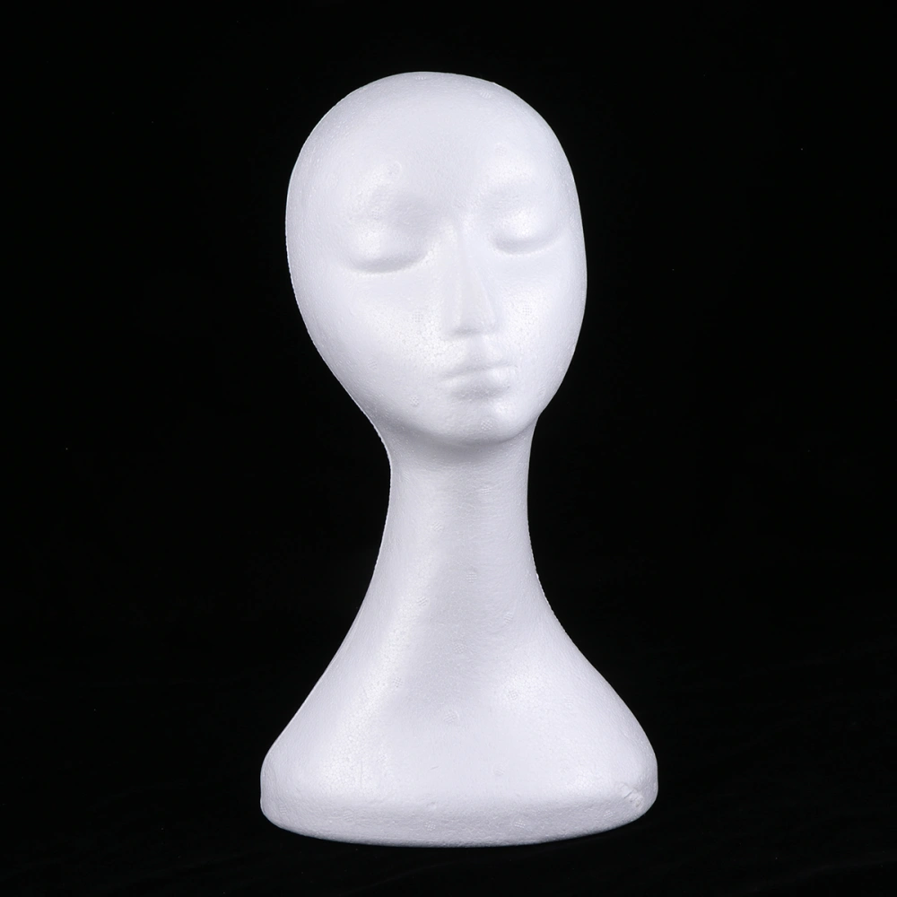 Mannequin Head White Female Face Model Display Manikin Stand for Hat Scarf Wigs (Long)