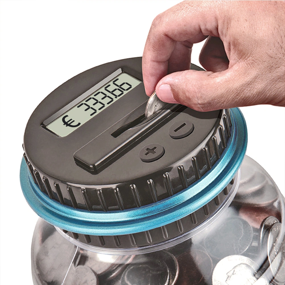 Digital Coin Bank Savings Jar Automatic Coin Counter Piggy Bank Large Capacity Money Saving Box with LCD Display(EUR)