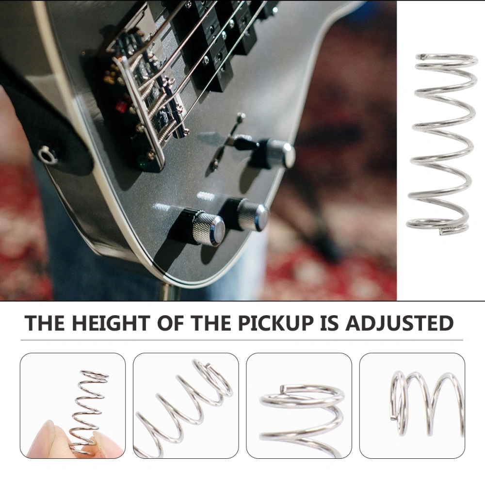 17pcs Bass Electric Guitar Spring Tension Spring Pickup Adjust Height Straight Bridge Pull String String Code Saddle Spring (Silver)