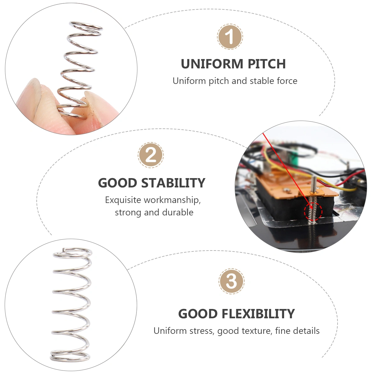 17pcs Bass Electric Guitar Spring Tension Spring Pickup Adjust Height Straight Bridge Pull String String Code Saddle Spring (Silver)