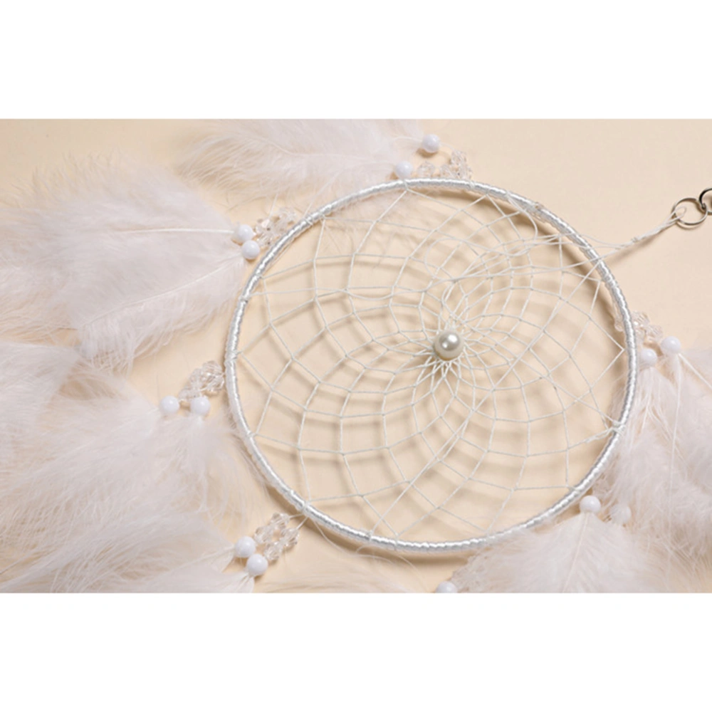 Dream Catcher Feather Pendant Creative Sweet Girl Heart Dream Catcher Wind Chime Pendant Valentine's Day Gift Lantern with Light (White)