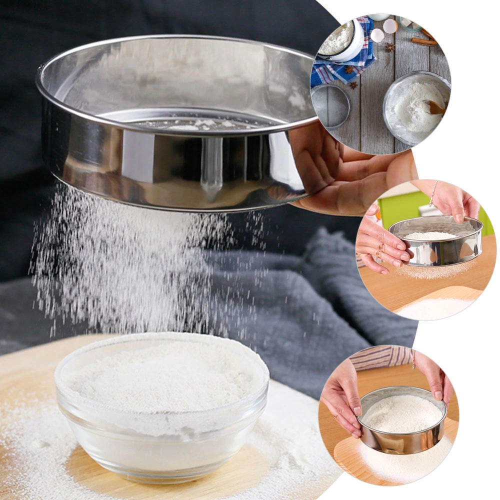 Household Stainless Steel Flour Sieve Sifter Manual Powder Sieve Baking Tool