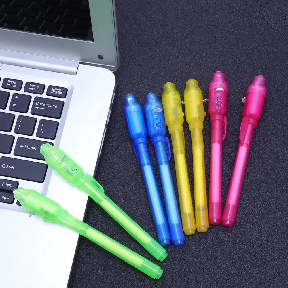 8pcs Invisible Ink Pen Pen Marker Secret Message Pen With UV Light For Currency Checking Kids Game (Random Color)