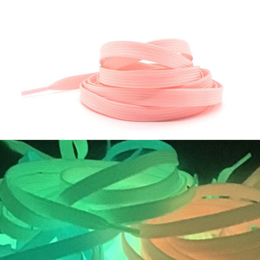 1 Pairs Sports Luminous Shoelace Glow In The Dark Night Color Fluorescent Shoelace Athletic Flat Shoe Laces (Pink)