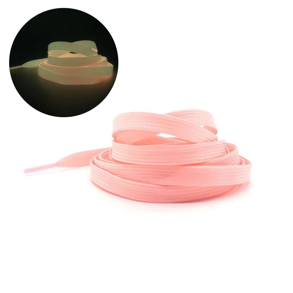 1 Pairs Sports Luminous Shoelace Glow In The Dark Night Color Fluorescent Shoelace Athletic Flat Shoe Laces (Pink)
