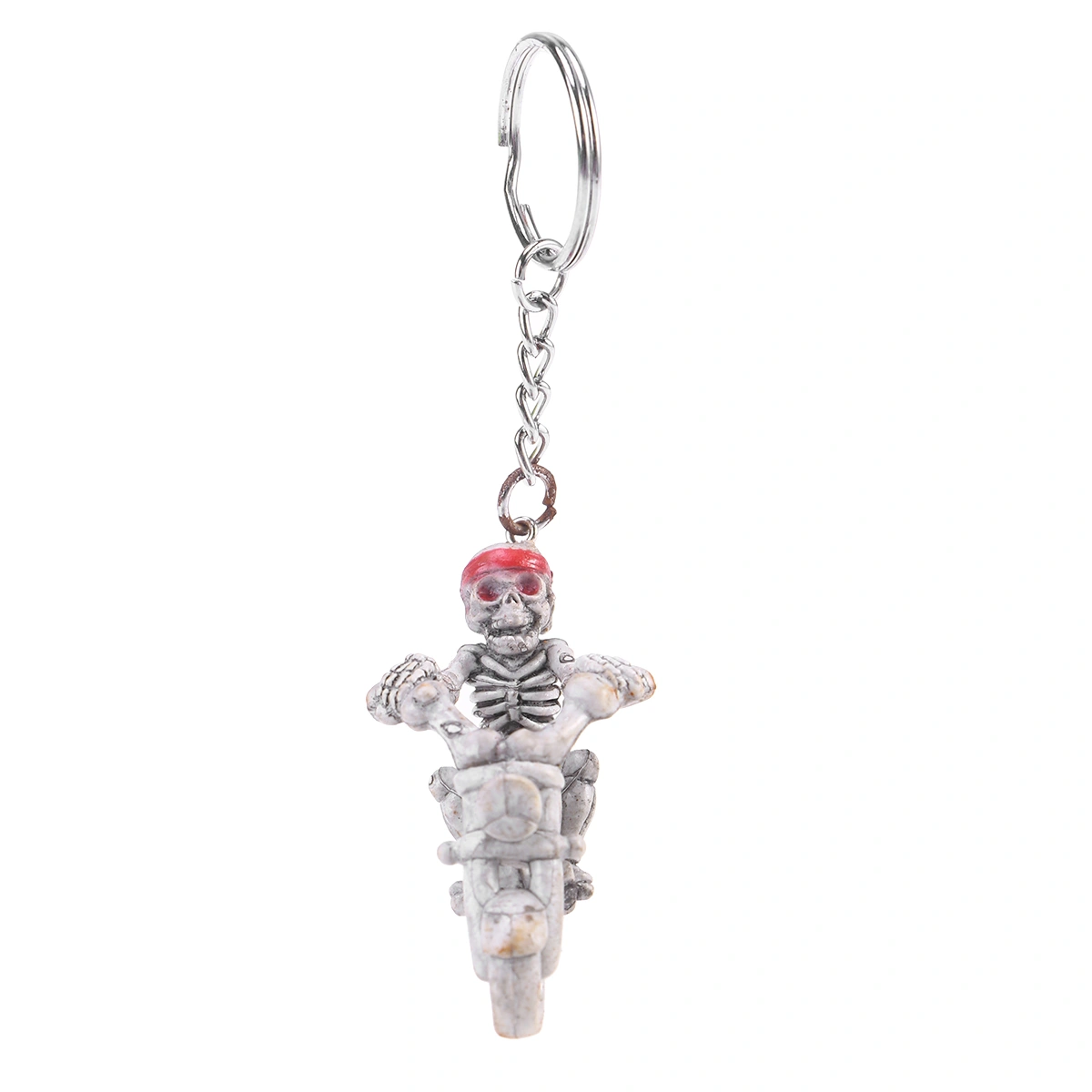 Fashion Motorcycle Skull Skeleton Keychain Rubber Keyring Keys Holder Handbag Decorations Hanging Pendant (Small Moto)