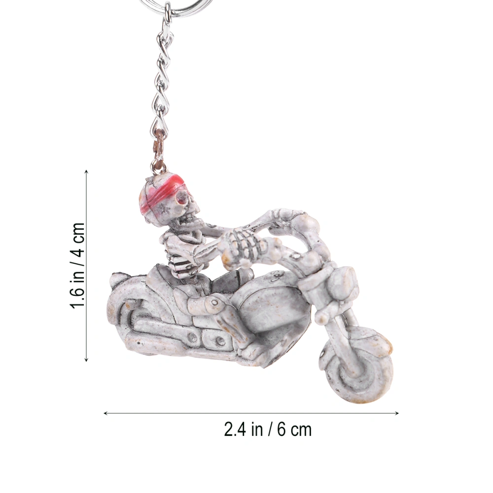 Fashion Motorcycle Skull Skeleton Keychain Rubber Keyring Keys Holder Handbag Decorations Hanging Pendant (Small Moto)