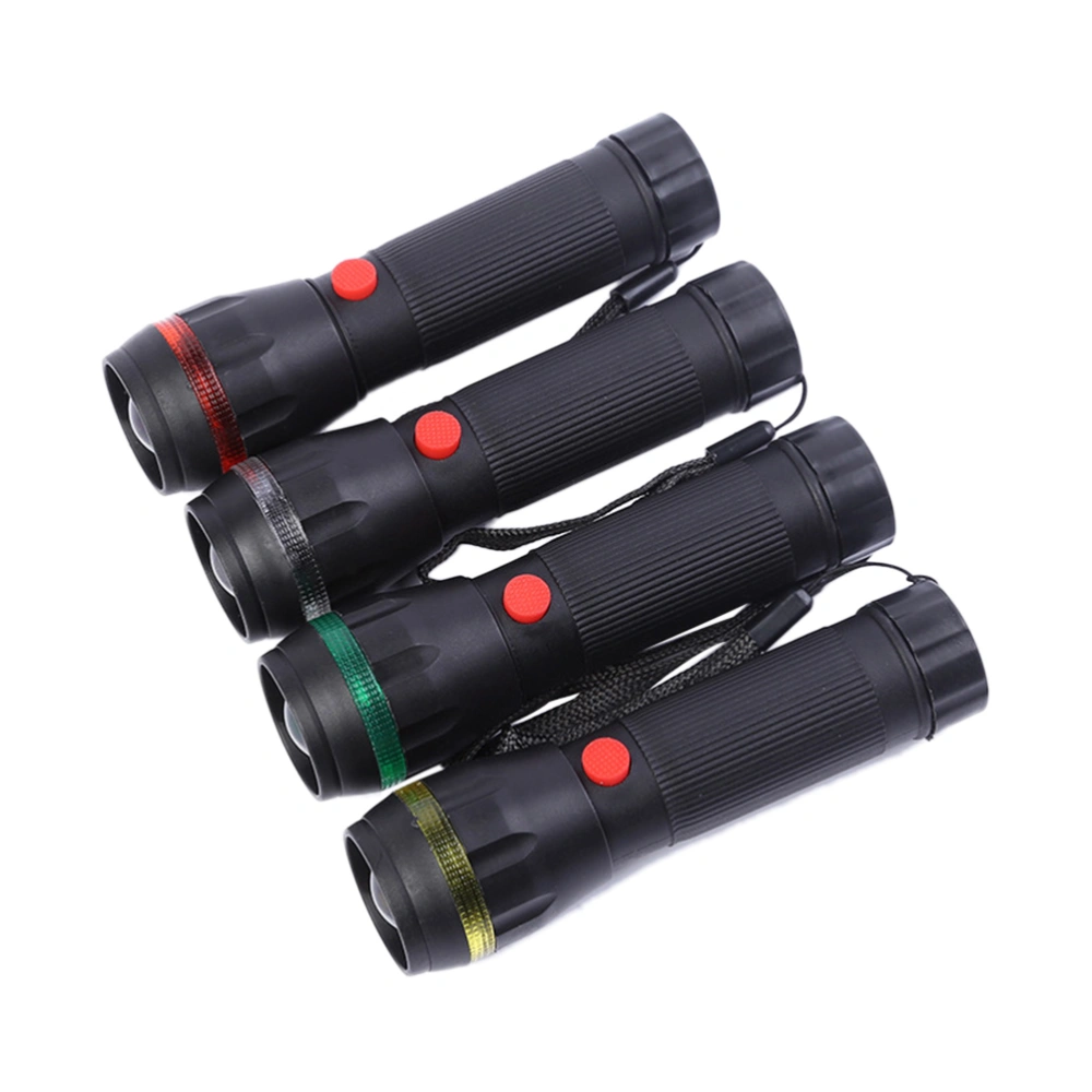 4 Pcs Mini LED Flashlight Lamp Super Bright Torch for Indoor Outdoor Activities Hiking Camping (Yellow/Red/Green/Grey)