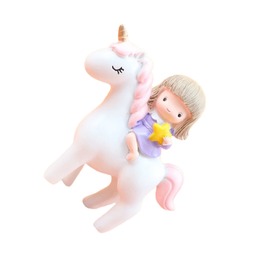 Resin Girl Unicorn Baking Cake Decor Cartoon Dream Unicorn Decor Unicorn Figurine Ornament for Evening Party Home (Pink Unicorn)