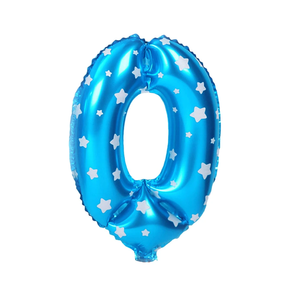 32 Inch Aluminium Foil Digital Balloons Number Balloons Party Supplies for Birthday Wedding Anniversary Decoration (Blue Printing Number 0)