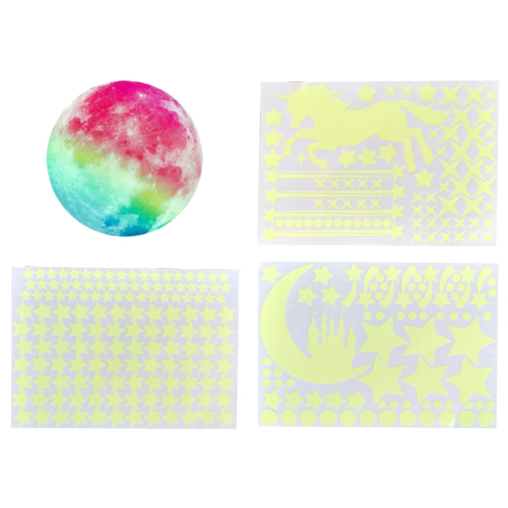 Glowing 20cm Rainbow Color Ball Stickers Luminous Unicorn Wall Sticker Creative Window Stickers Fluorescent Stickers Self-adhesive Wall Decals   