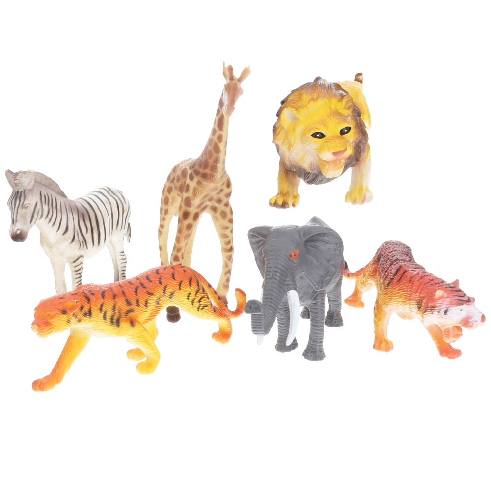 6pcs Plastic Model Tiger Leopard Lion Giraffe Zebra Elephant Wild Animals Toy