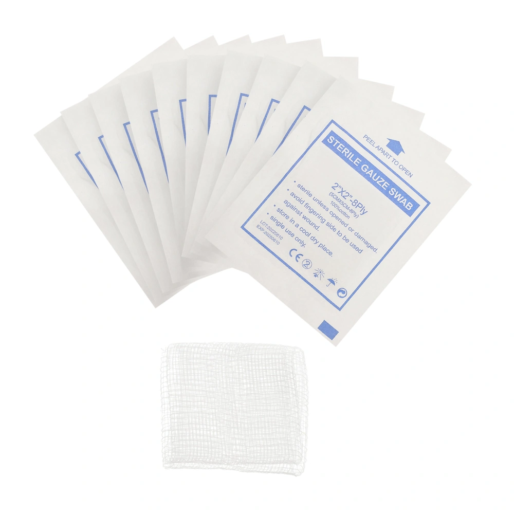 100Pcs Absorbent Gauze Pads Sterile Gauze Sheets Wound Caring Gauze First Aid Supplies