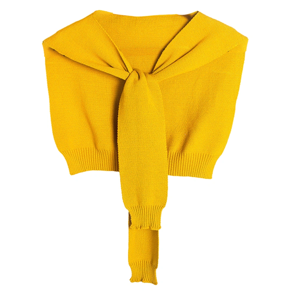 1pc Fashionable Pattern Fake Collar Shawl Solid Color Knotted Knitting Wool Scarf for Ladies Outer(Yellow)