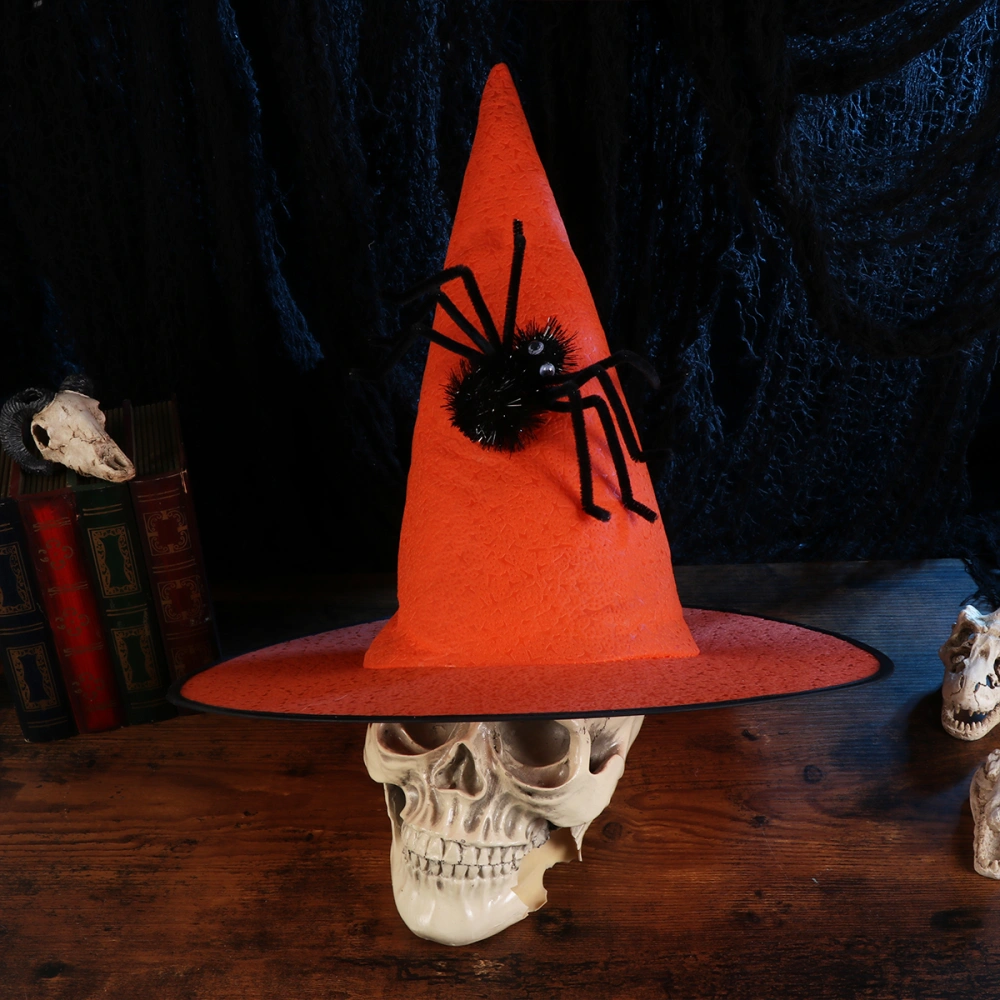 Halloween Hat Witch Dress Up Spider Non-woven Fabric Hats Makeup Props for Party Festival Masquerade (Orange)