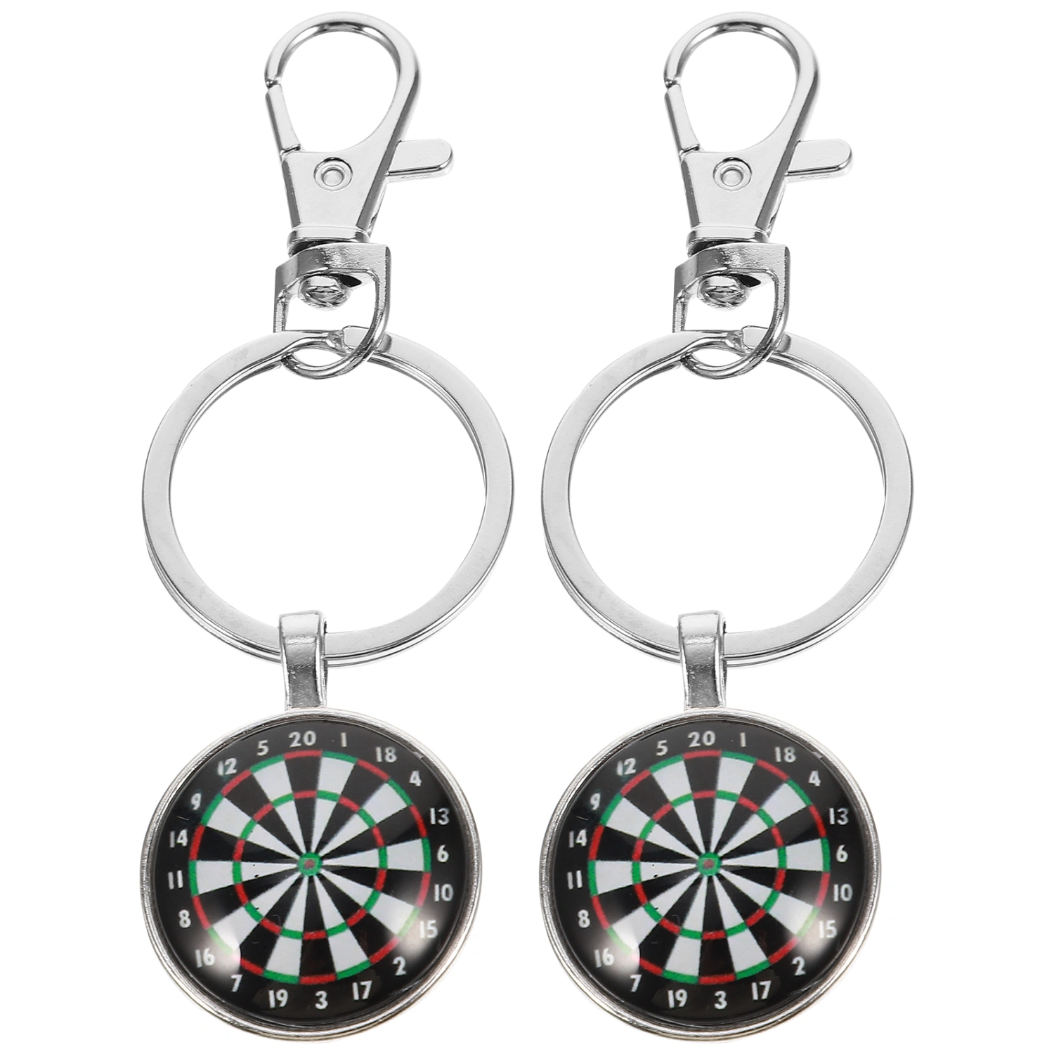 2pcs Retro Glass Keychains Darts Target Key Holder Pendant Silver Alloy Key Rings Gift Craft Ornaments