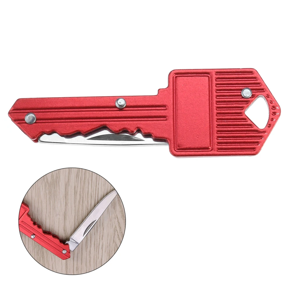 Multi Functional Folding Stainless Steel Key Shape Pocket Portable Camping Outdoor Survival (Red)