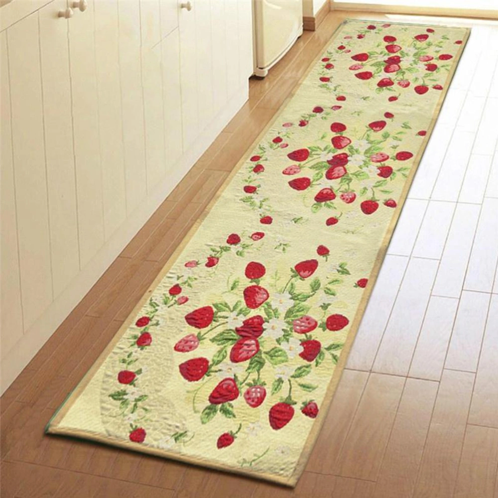 Strawberry Printed Retangle Rug Kitchen Floor Mat Doormat No Indoor Printed Carpet 45×115cm