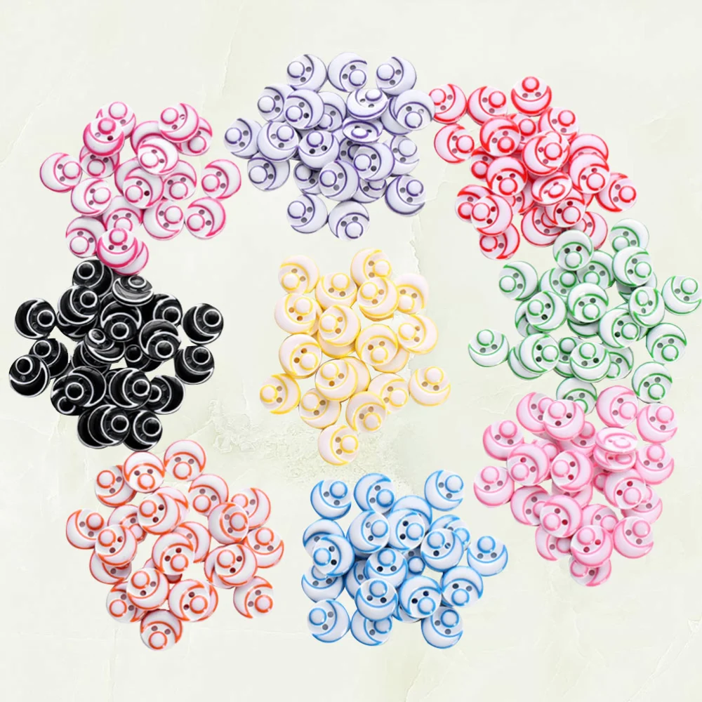 48PCS Colored Resin Buttons Clothes DIY Round Snaps Two-eyed Bread Buckles for Sewing Scrapbooking Crafts(Random Color)