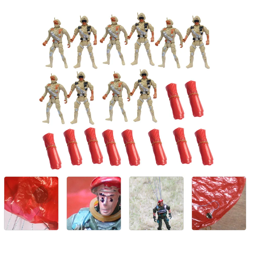 10Pcs Parachute Soldiers Toys Throwing Toys Outdoor Parachute Flying Toys