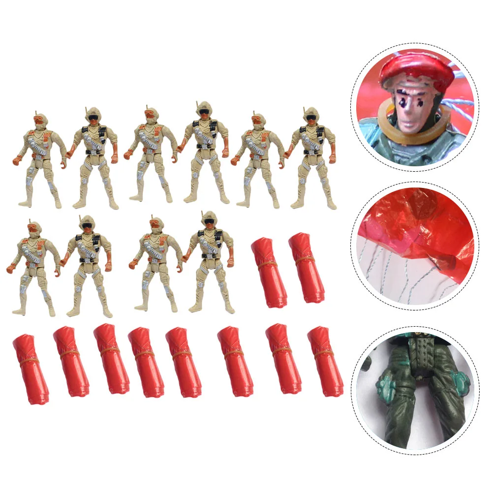 10Pcs Parachute Soldiers Toys Throwing Toys Outdoor Parachute Flying Toys