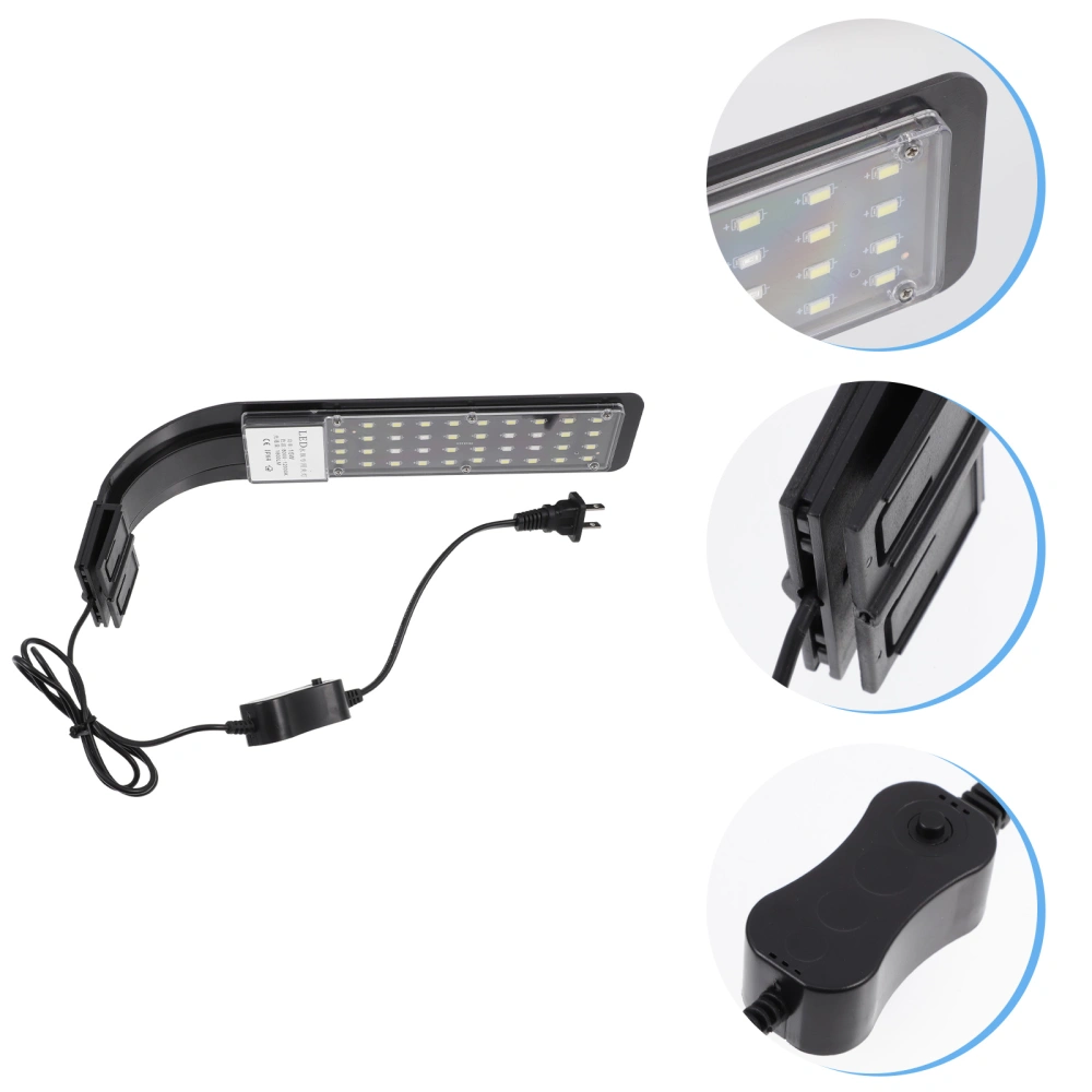 1Pc Fish Tank Clip Lamp LED Aquarium Aquatic Plant Light (US Plug Black)