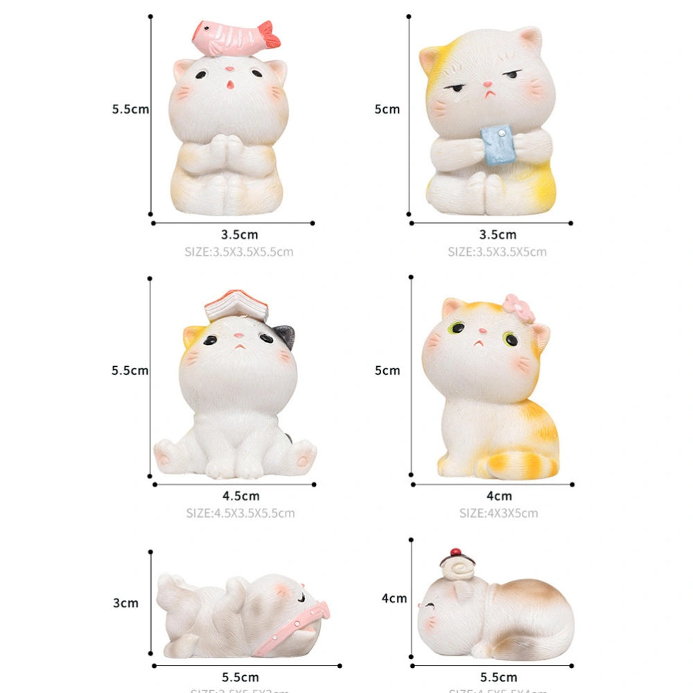 Adorable Cartoon Cat Shape Car Ornament Lovely Resin Cake Topper Cake Decor Gifts Creative Desktop Ornament - Reading Book