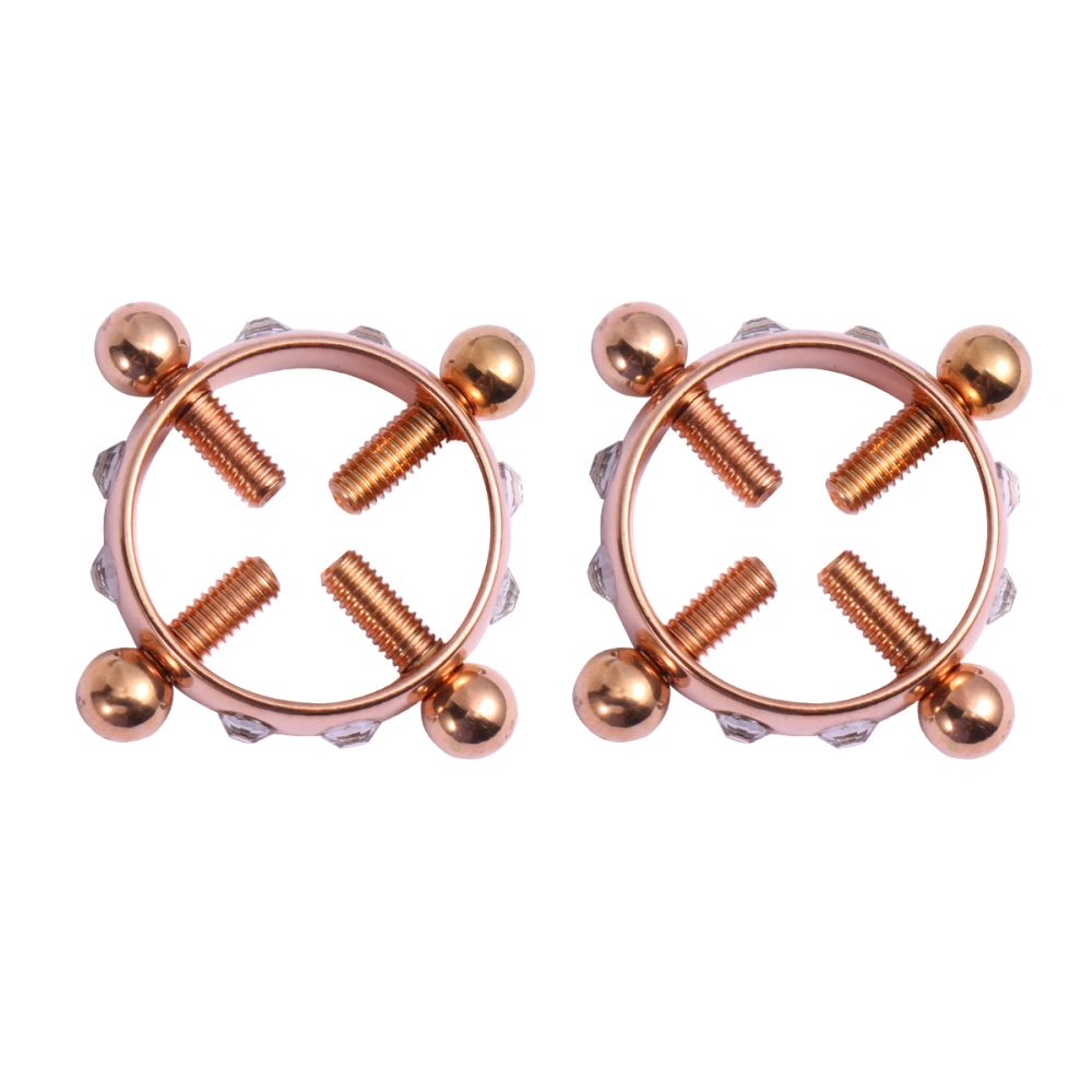 2pcs Women Girls Breast Jewelry Diamond Inlay Adjustable Breast Ring Ring Body Piercing Jewelry (Rose Golden)