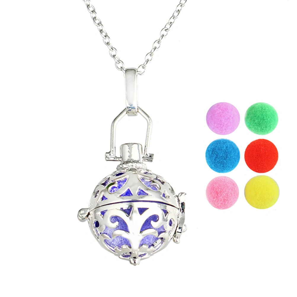Hollow out Essential Oil Diffuser Pendant Aromatherapy Necklace Round Locket Pendant with 6 Color Pads