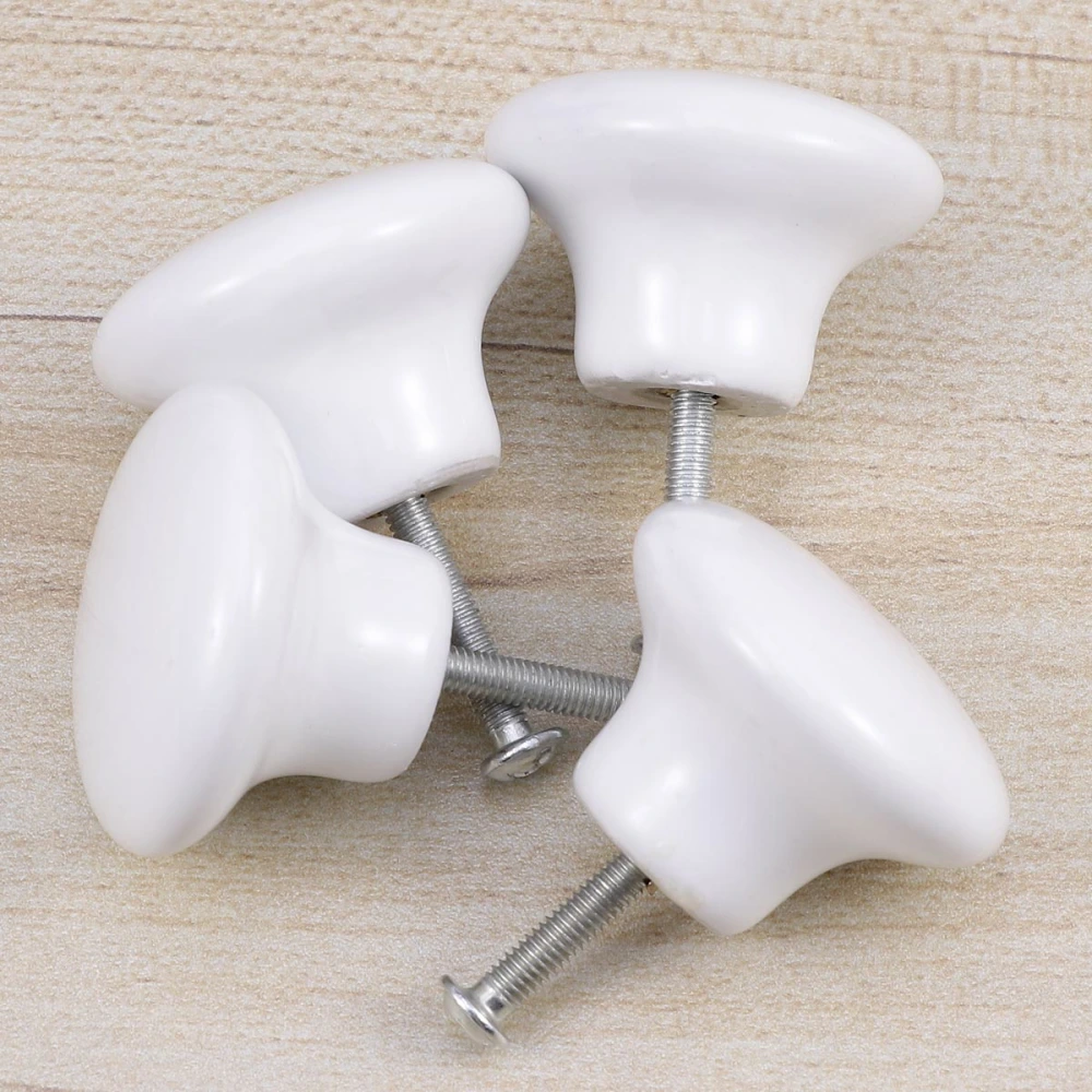 4pcs Ceramic Knobs Handle Round Drawer Knobs Ceramic Door Handle Knob with Screw for Cabinet Furniture Kitchen Home Decoration (White 38mm)