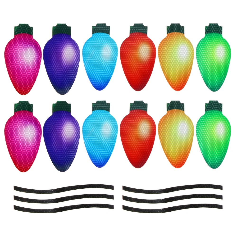 18PCS Reflective Christmas Car Magnets Set Xmas Holiday Light Bulb Magnets