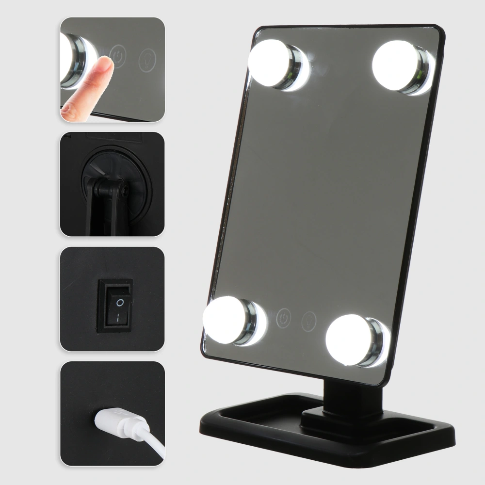 Vanity Makeup Mirror with LED Light Swivel Desktop Tabletop Mirror for Women