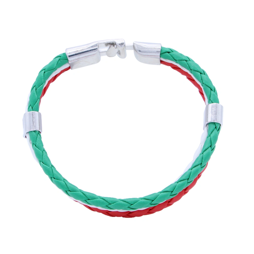 National Flag Country Braided Rope Bracelet Alloy Leather Bangle Wristband for Men and Women (Italy)