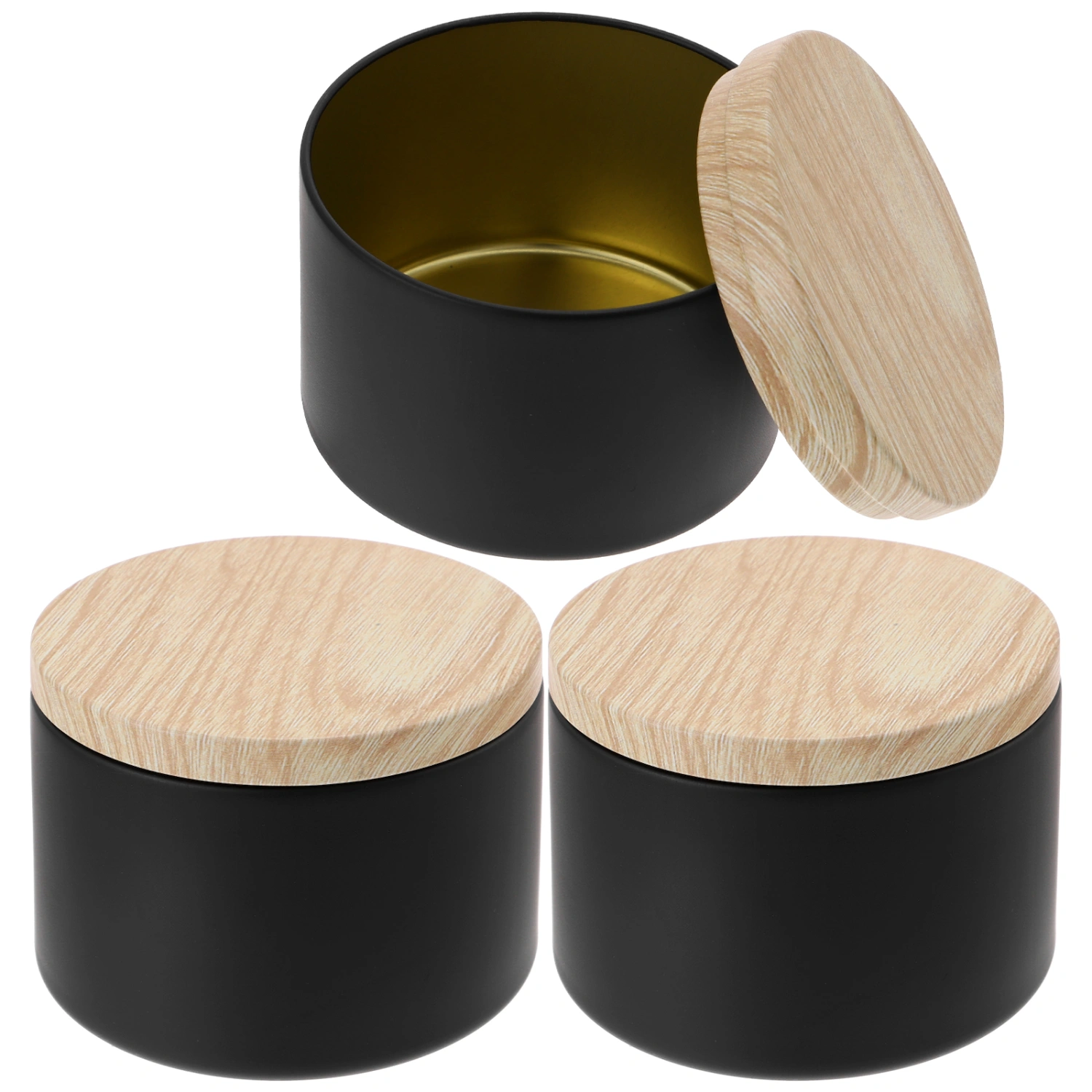 3pcs Iron Candle Cans Candle Storage Cans Multi-purpose Candle Jars Home Supplies