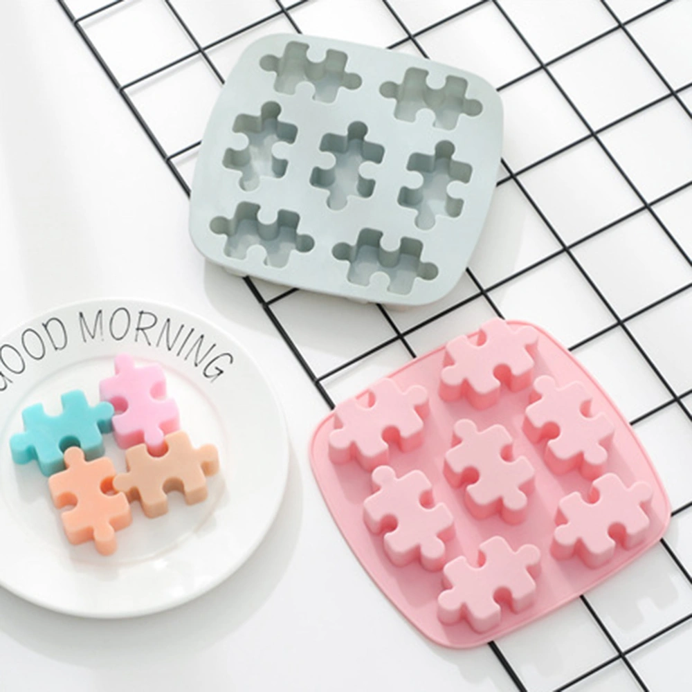 2pcs Silicone Puzzle Ice Cube Tray DIY Chocolate Mold Creative Baking Tool for Fondant Cookie Candy (Random Color)