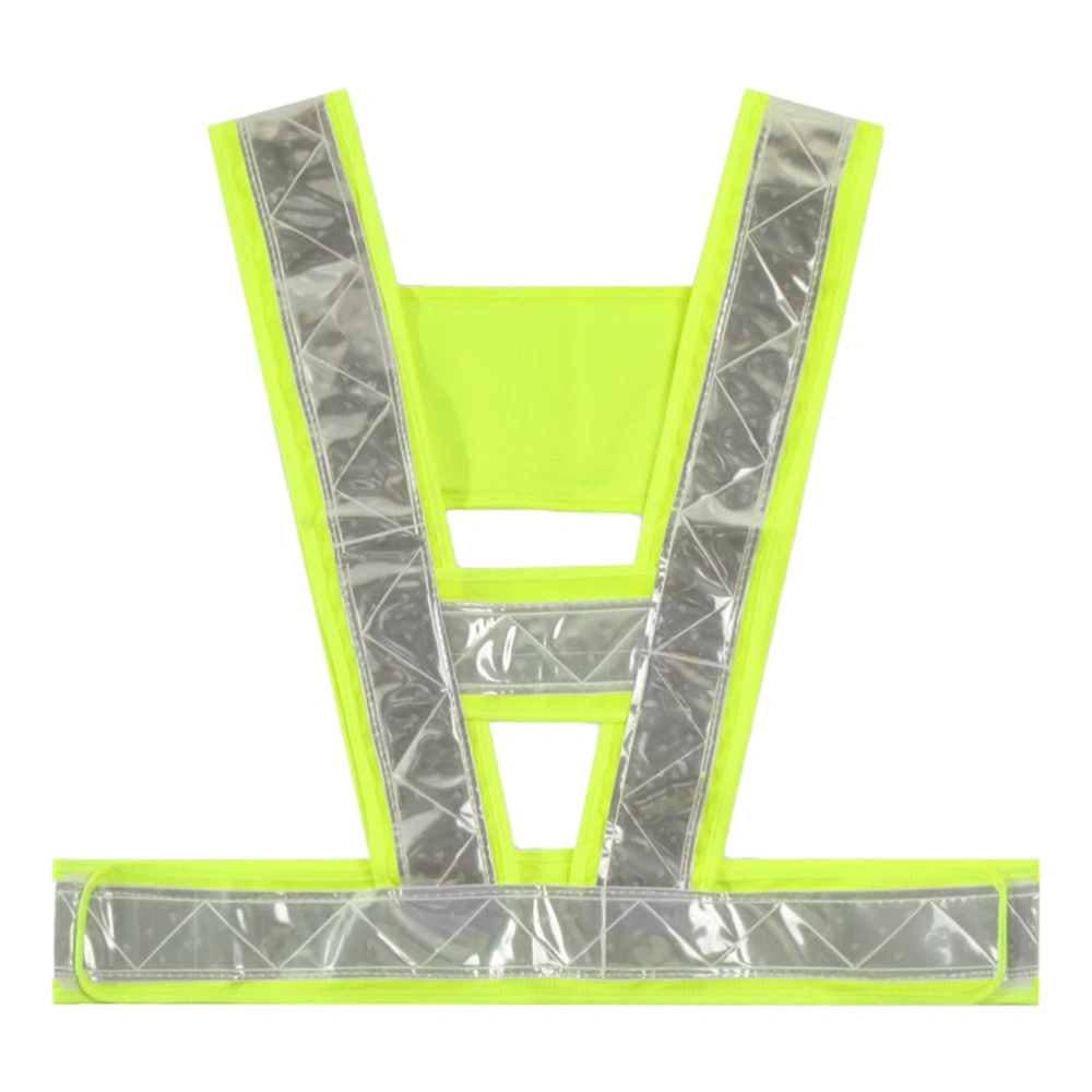 High Visibility Adjustable Reflective Safety Vest for Traffic Construction Sanitation Workers Nighttime Cycling Running (Fluorescent Green + White)