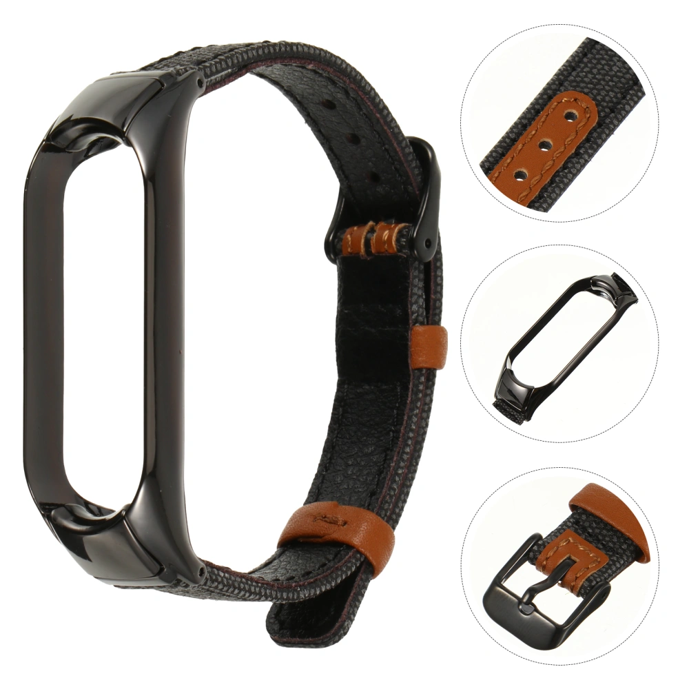 Leather Strap Simple Wristband Replacement Compatible with Xiaomi Mi Band 5