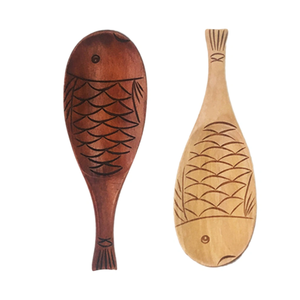 Wooden Rice Spoon Fish Shape Natural Wood Cooking Spoon Kitchen Accessories Dining Utensil (Varnish)