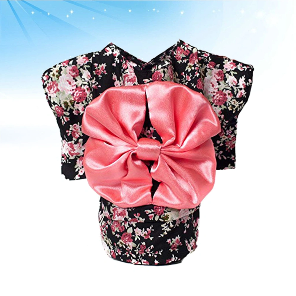 1pc Japanese Kimono with Small Flowers Printing Outfit Costumes for Pets Dogs Puppy (Black S)