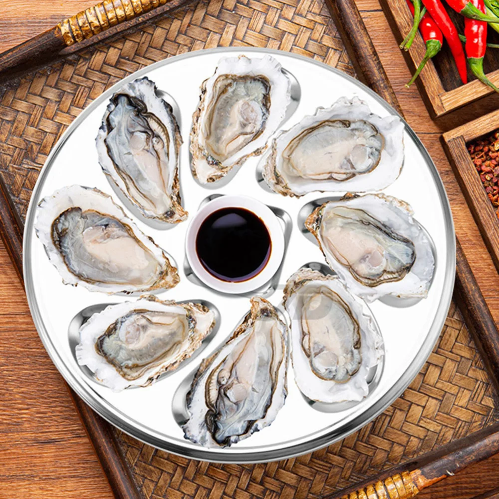 1 Set Stainless Steel Oyster Plate Seafood Oyster Plate Oyster Dishes for Home Sea Food Shop