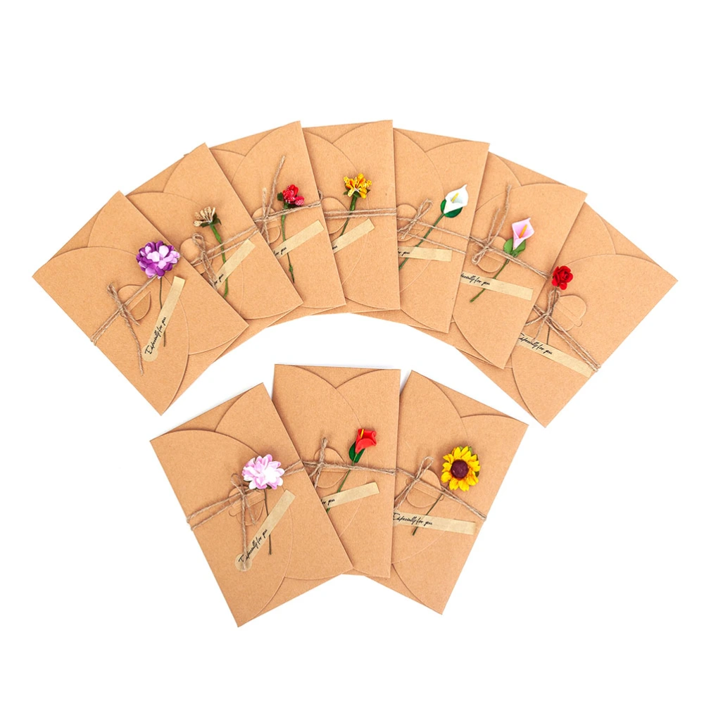 16pcs Dried Flower Greeting DIY Kraft Paper Greeting Creative Retro Greeting